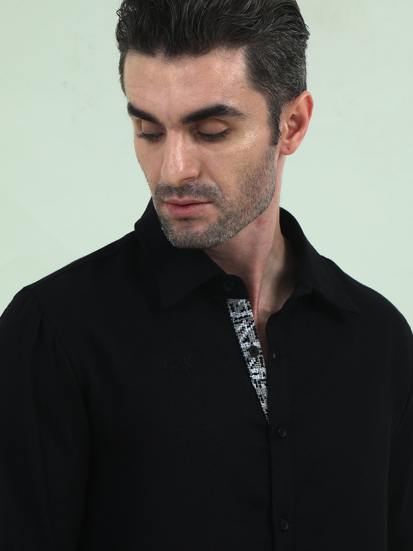 Textured Shirt with Embroidery