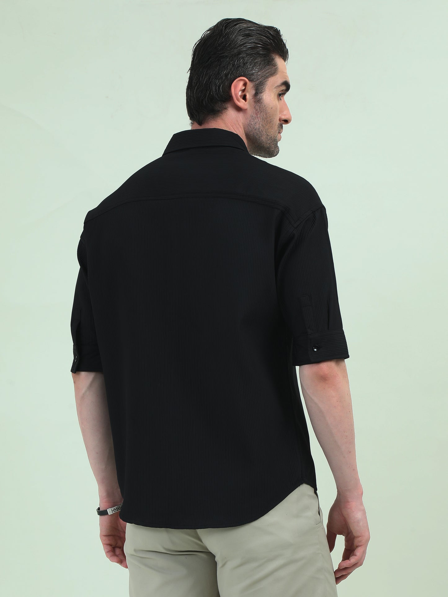 Black Stack Fabric Shirt