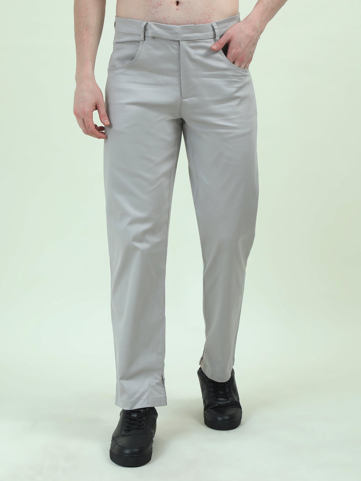 Slit Cut Grey Pants