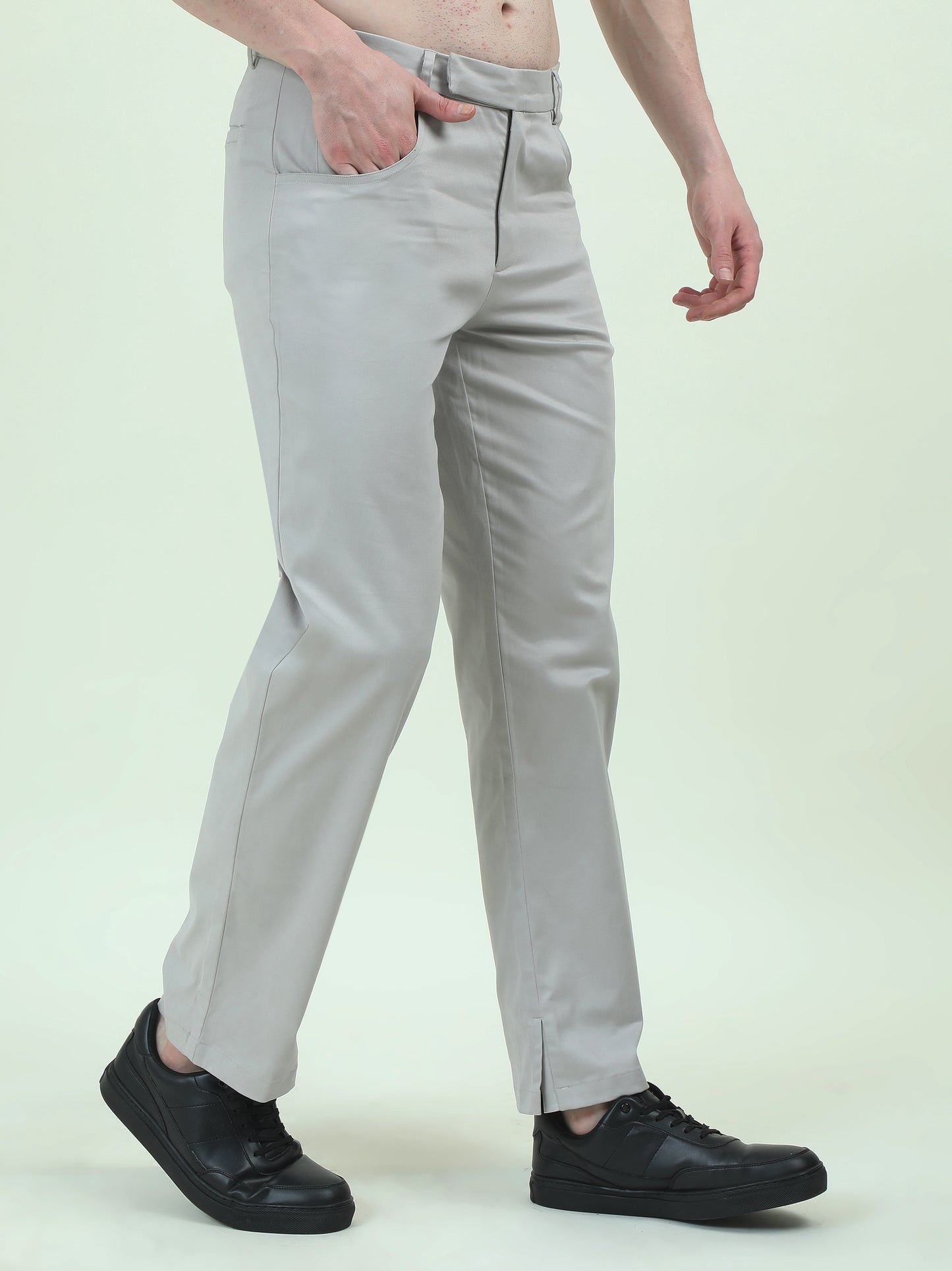 Slit Cut Grey Pants