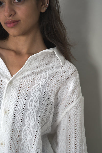 WHISPERING WAVES CROCHET SHIRT