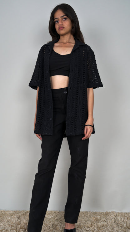 BLACK CROCHET SHIRT